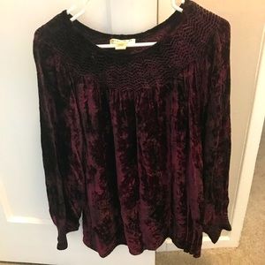 CRUSHED VELOUR BURGUNDY TOP